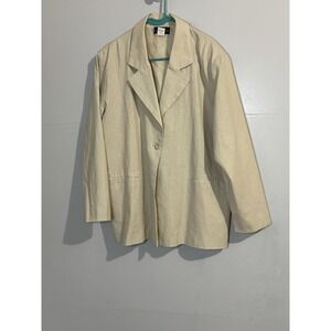 Salon Studio Classic Coastal Single Button Linen Blend Women Blazer Jacket XL